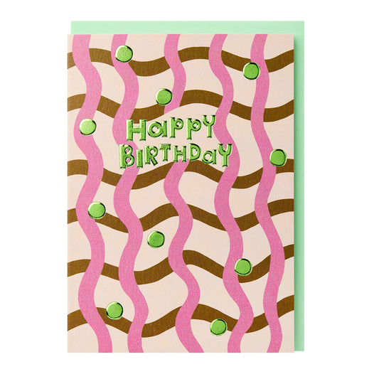 Happy Birthday - Brown & Pink Lines