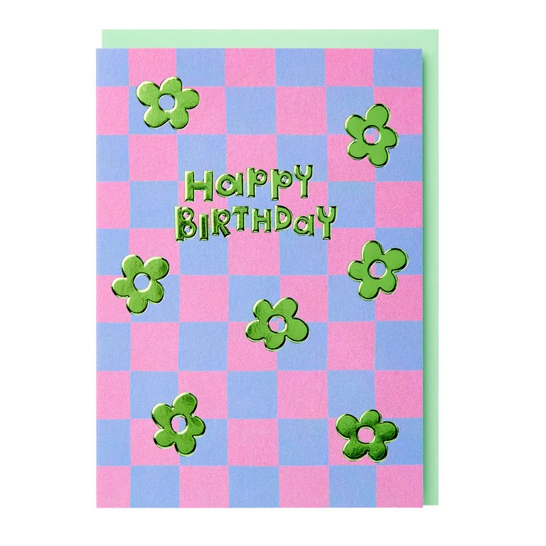Happy Birthday - Green Flowers