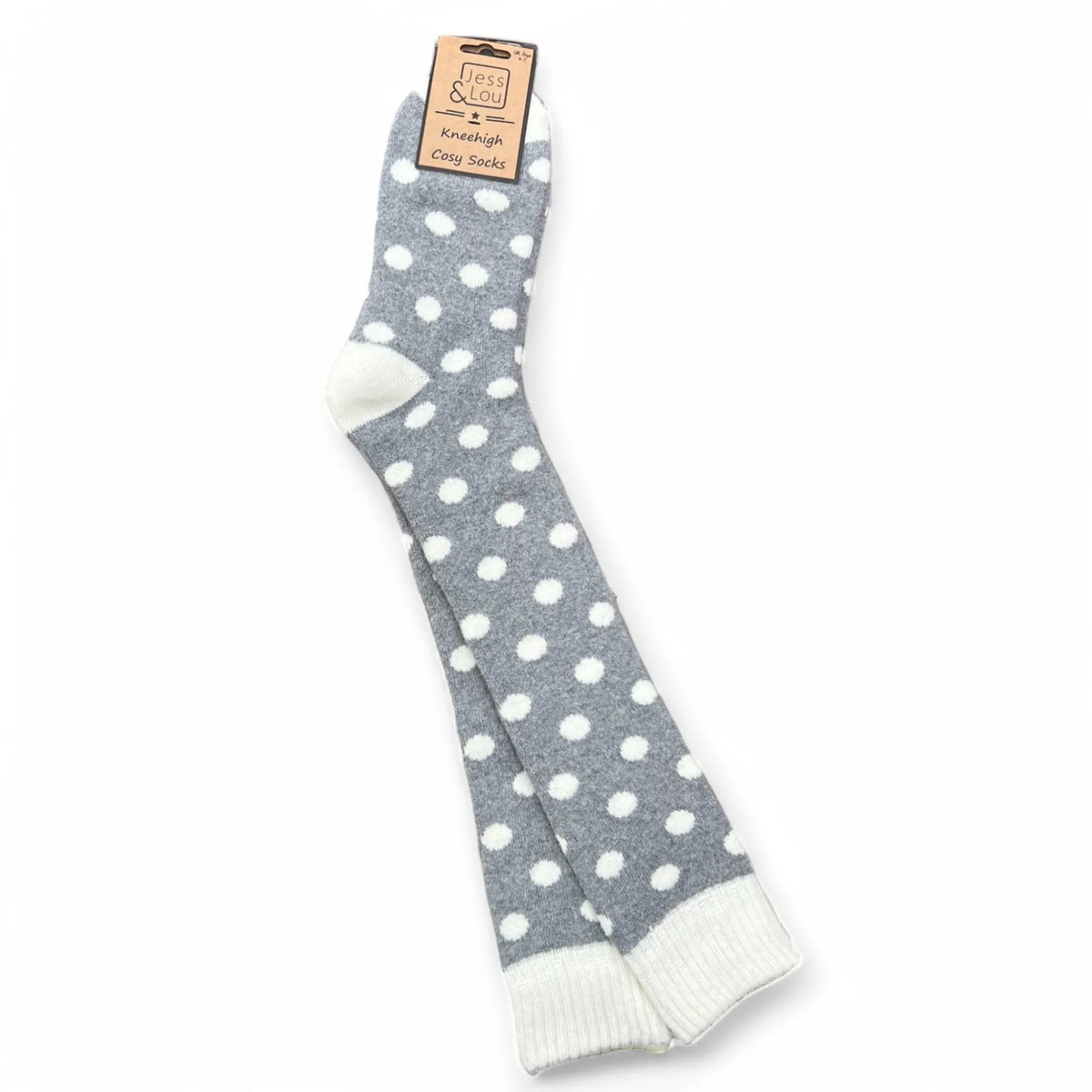 Grey Spotted Cosy Knee High Socks