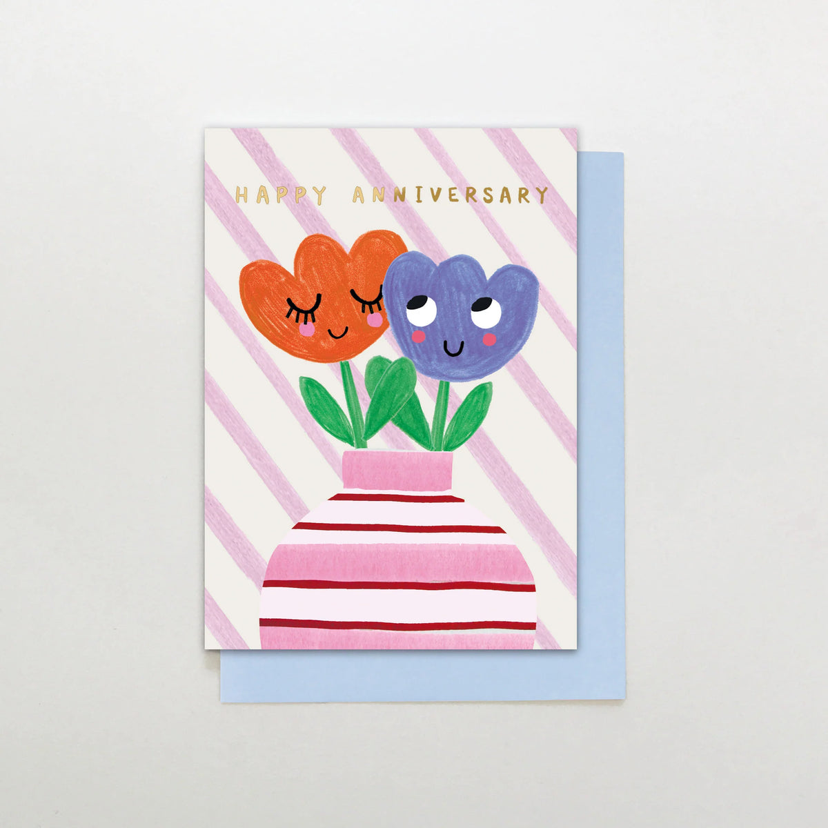 Happy Anniversary Stripy Vase