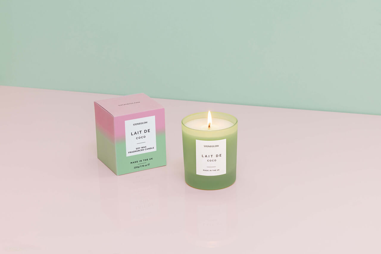 Lait De Deco - Soy Wax Scented Candle Tumbler (90 x 80mm) - Green Glass