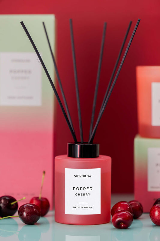 Popped Cherry - Scented Reed Diffuser 130ml - Red Glass