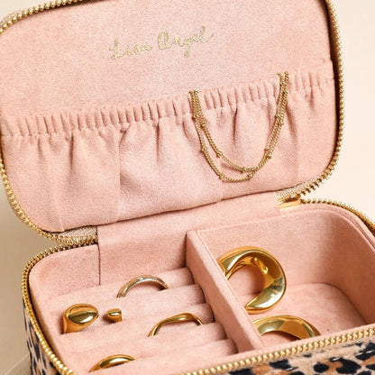 Leopard print Velvet Rectangular Travel Jewellery Case