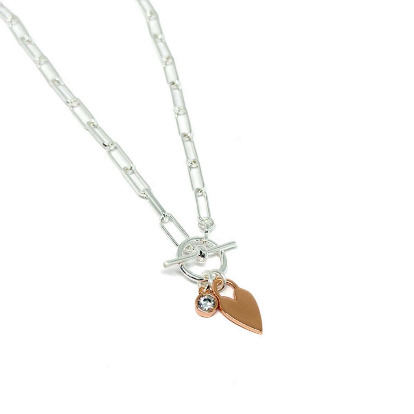 Arlo Heart 16" Rose Gold Link Necklace
