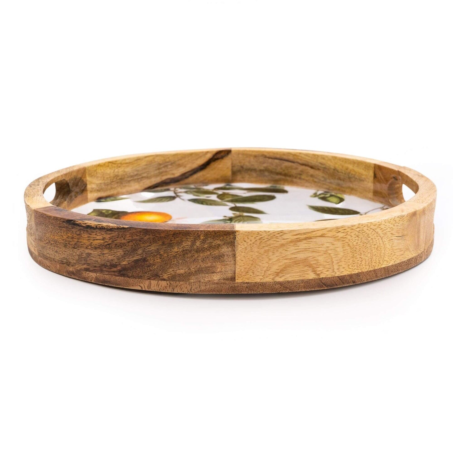 Handcrafted Orange Blossom Round Wooden Tray (30cm)