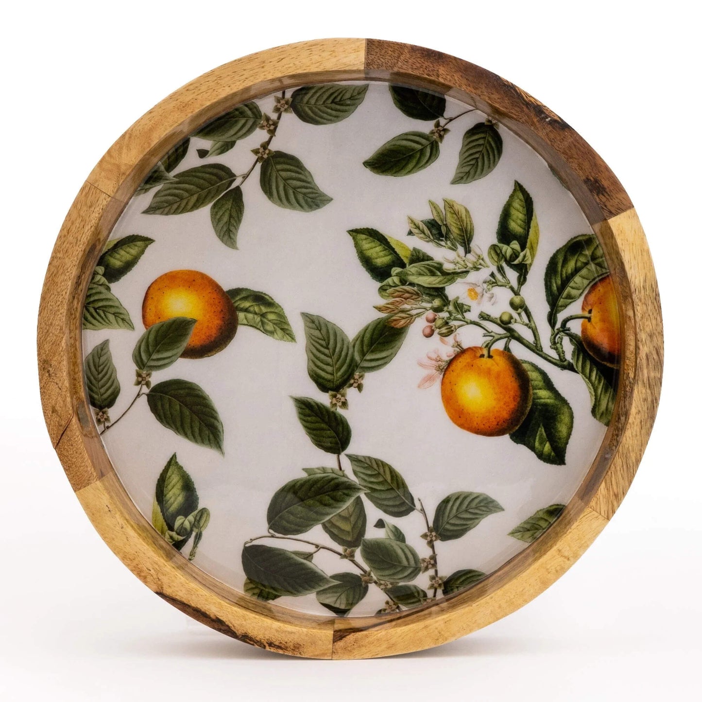 Handcrafted Orange Blossom Round Wooden Tray (30cm)