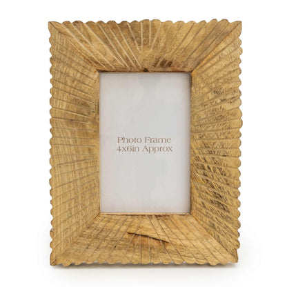 Mango Wood Photo Frame - Etched Lines (4x6)