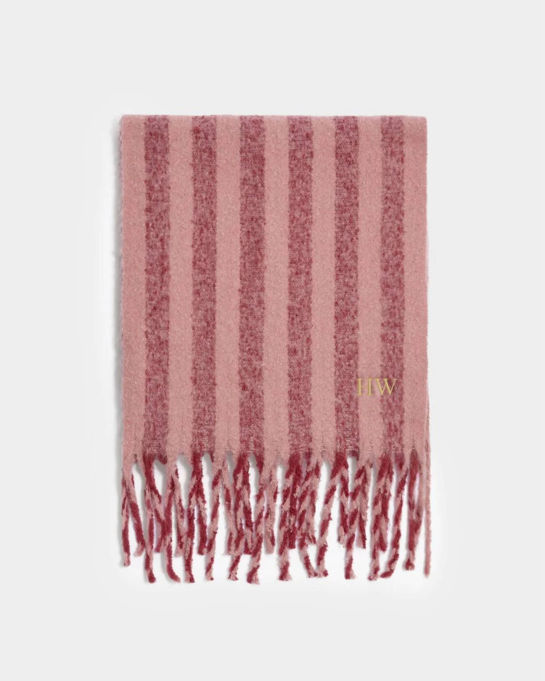 Recycled Stripe Tassel Scarf - Pink / Cherry