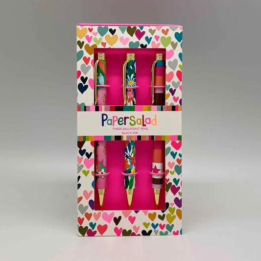 Set of 3 Ballpoint Pens - Bright Hearts Box