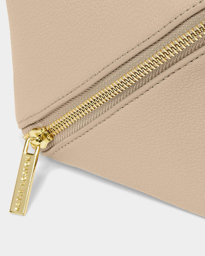 Fold-Out Mirror Makeup Bag Light Taupe