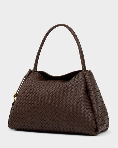 Nova Hand Woven Large Shoulder Bag - Chocolate