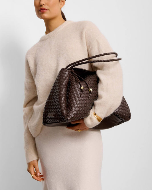 Nova Hand Woven Large Shoulder Bag - Chocolate