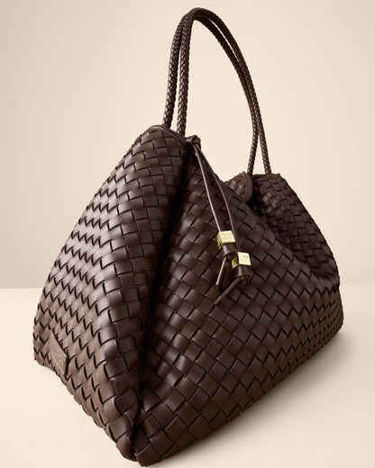 Nova Hand Woven Large Shoulder Bag - Chocolate