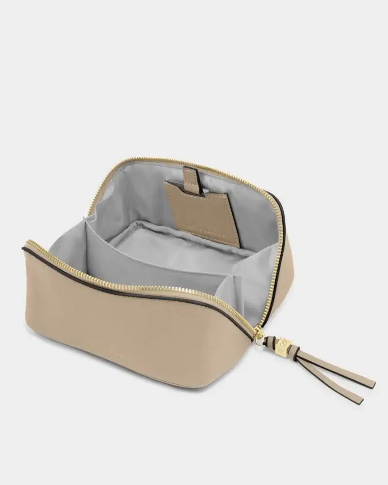 Fold-Out Mirror Makeup Bag Light Taupe