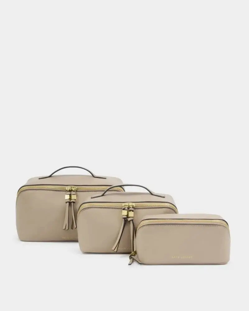 Fold-Out Mirror Makeup Bag Light Taupe