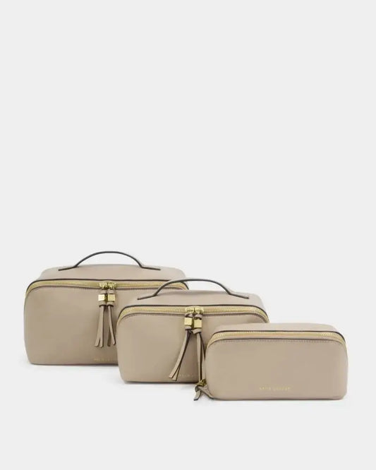 Fold-Out Mirror Makeup Bag Light Taupe
