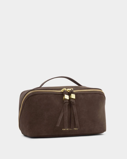 Soho Medium Make Up/Washbag - Chocolate Suedette