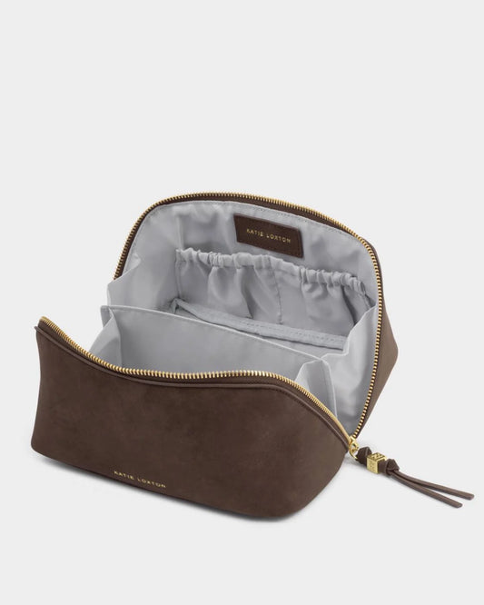 Soho Medium Make Up/Washbag - Chocolate Suedette