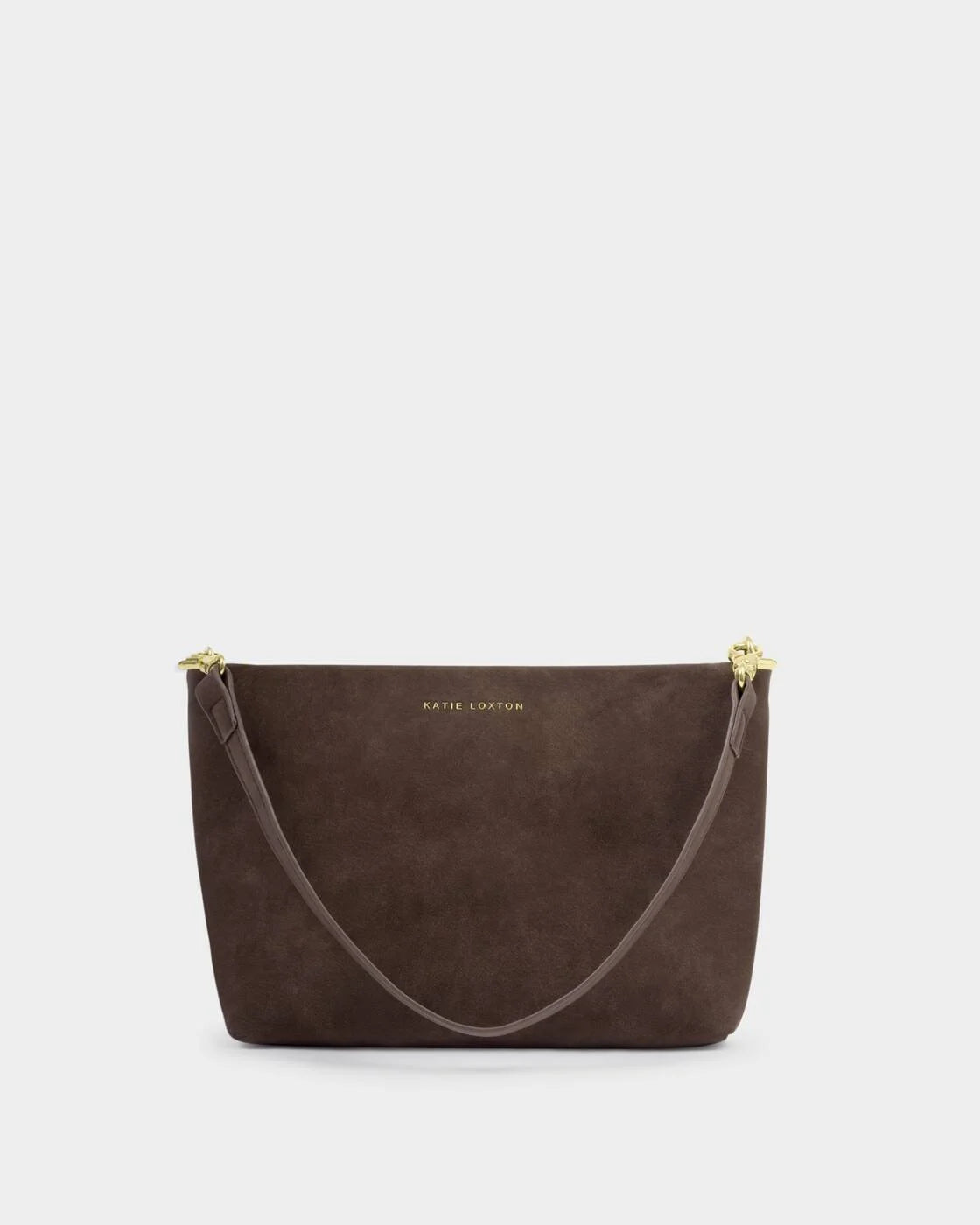 Cord Small Suedette Shoulder Bag - Chocolate