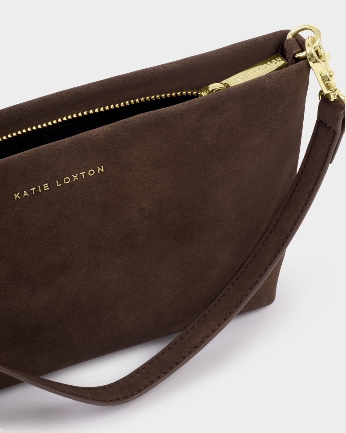Cord Small Suedette Shoulder Bag - Chocolate