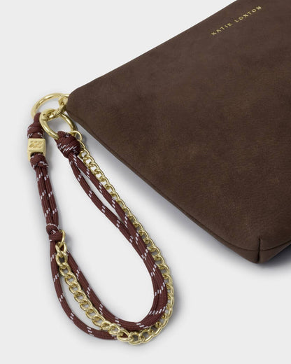 Cord Small Suedette Shoulder Bag - Chocolate