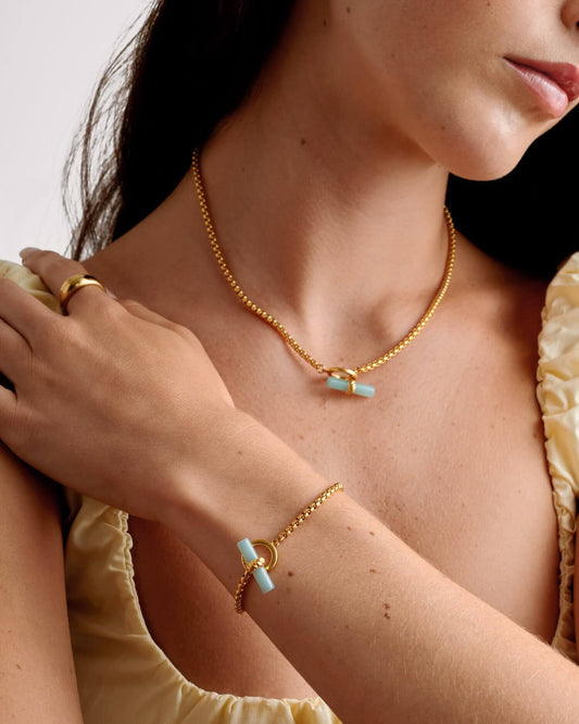 Azura Waterproof Gold T-Bar Bracelet