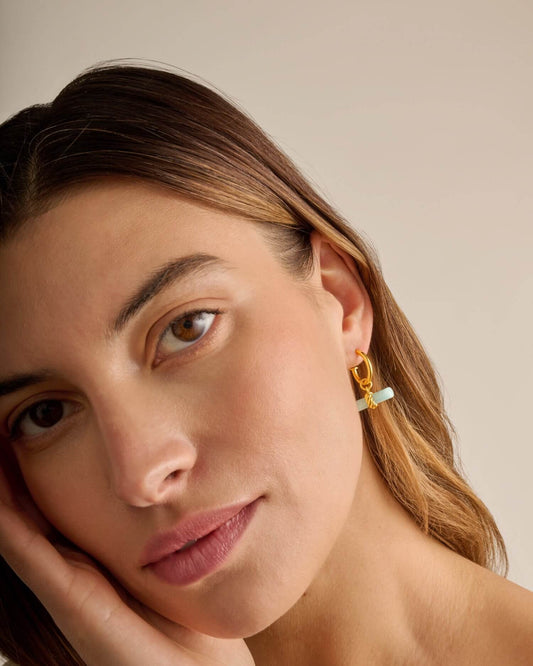 Azura Waterproof Gold T-Bar Hoop Earrings