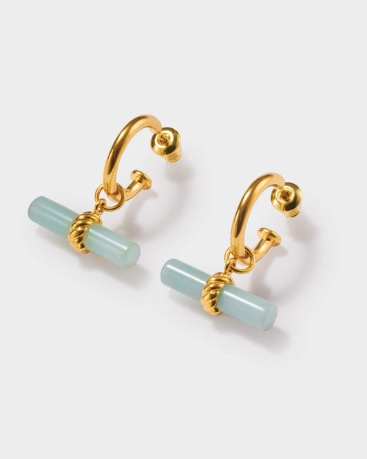Azura Waterproof Gold T-Bar Hoop Earrings