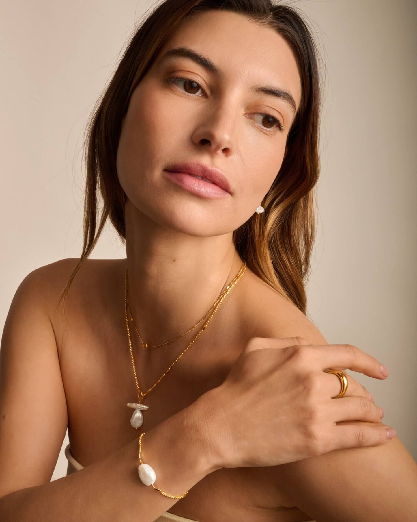 Sol Waterproof Gold Pearl Necklace