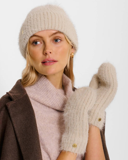 Gift Boxed Hat & Mittens Set - Taupe
