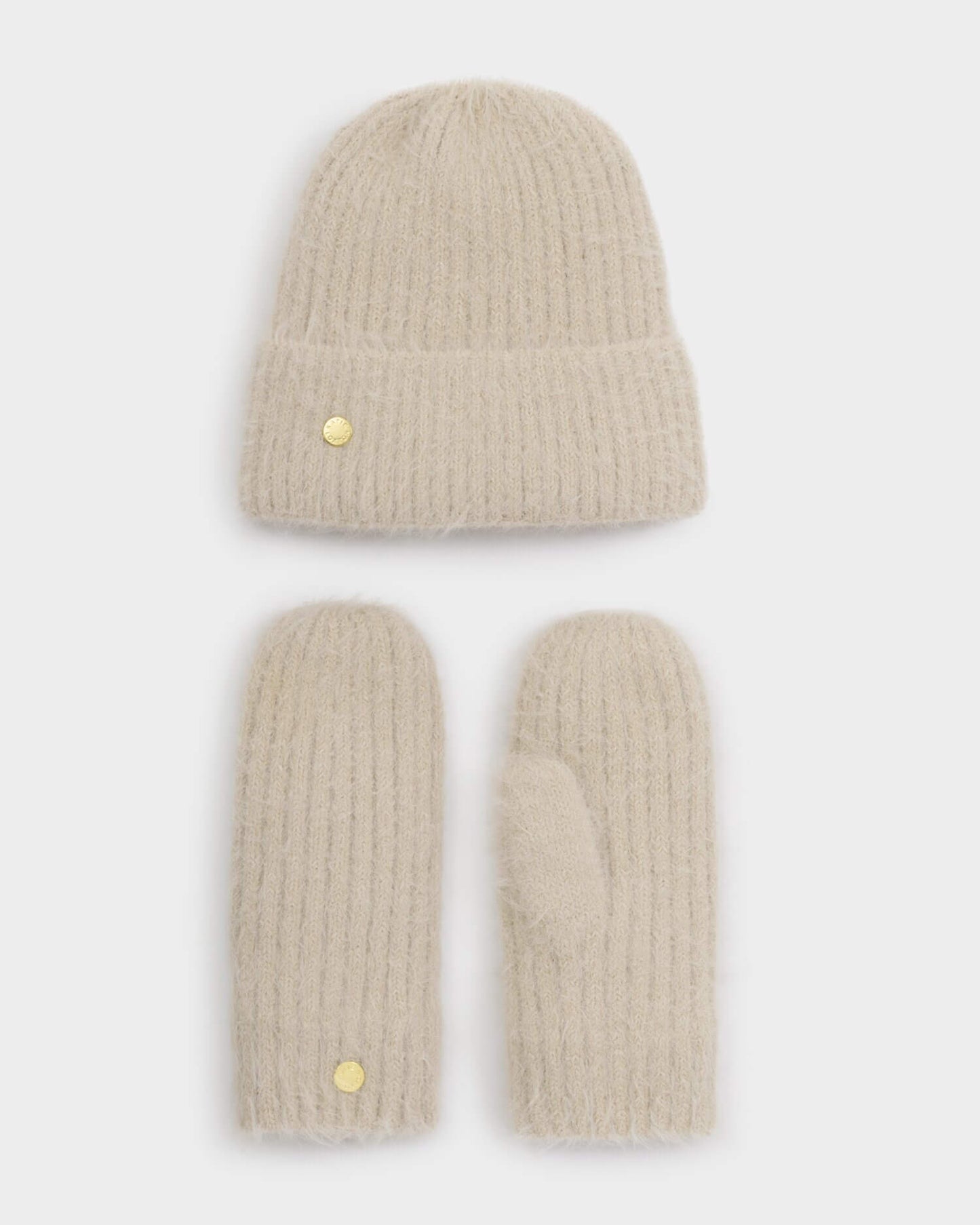Gift Boxed Hat & Mittens Set - Taupe
