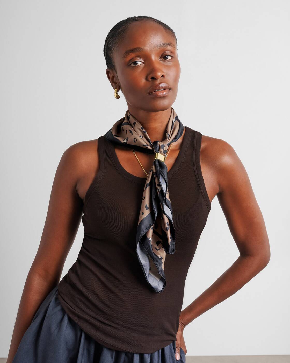 Satin Multiway Scarf - Brown Leopard