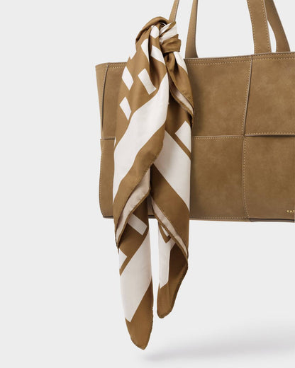 Satin Multiway Scarf - Brown Checkered