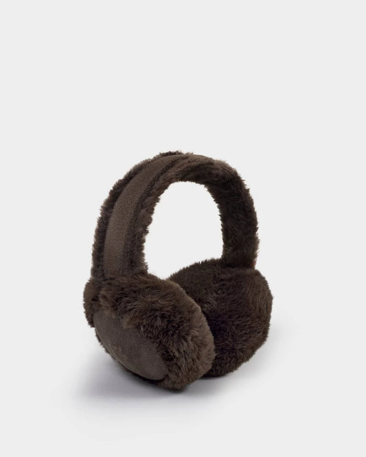 Faux Suede Earmuffs - Chocolate Brown