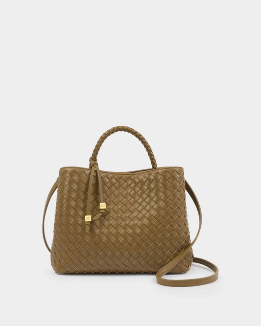 Nova Hand Woven Top Handle Bag - Olive