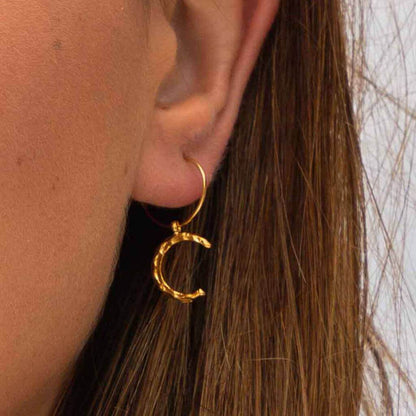 Textured Crescent Moon Hoop Earrings