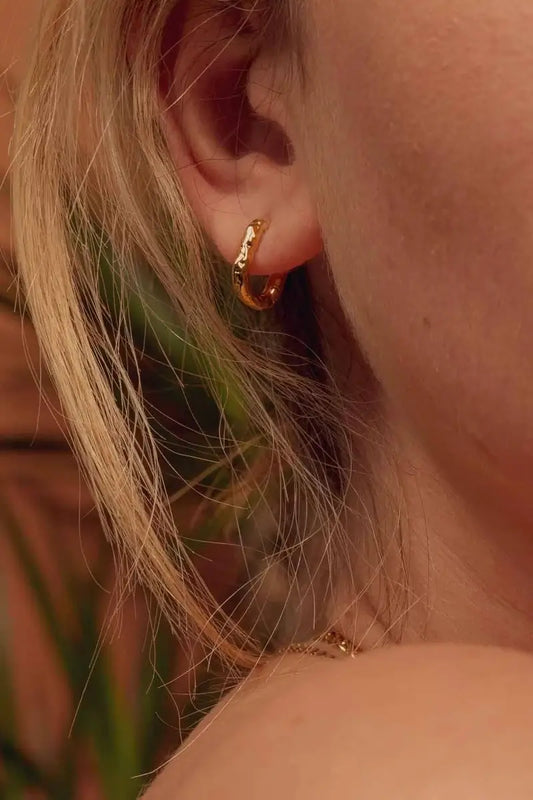 Bora Gold Textured Oval Hoops