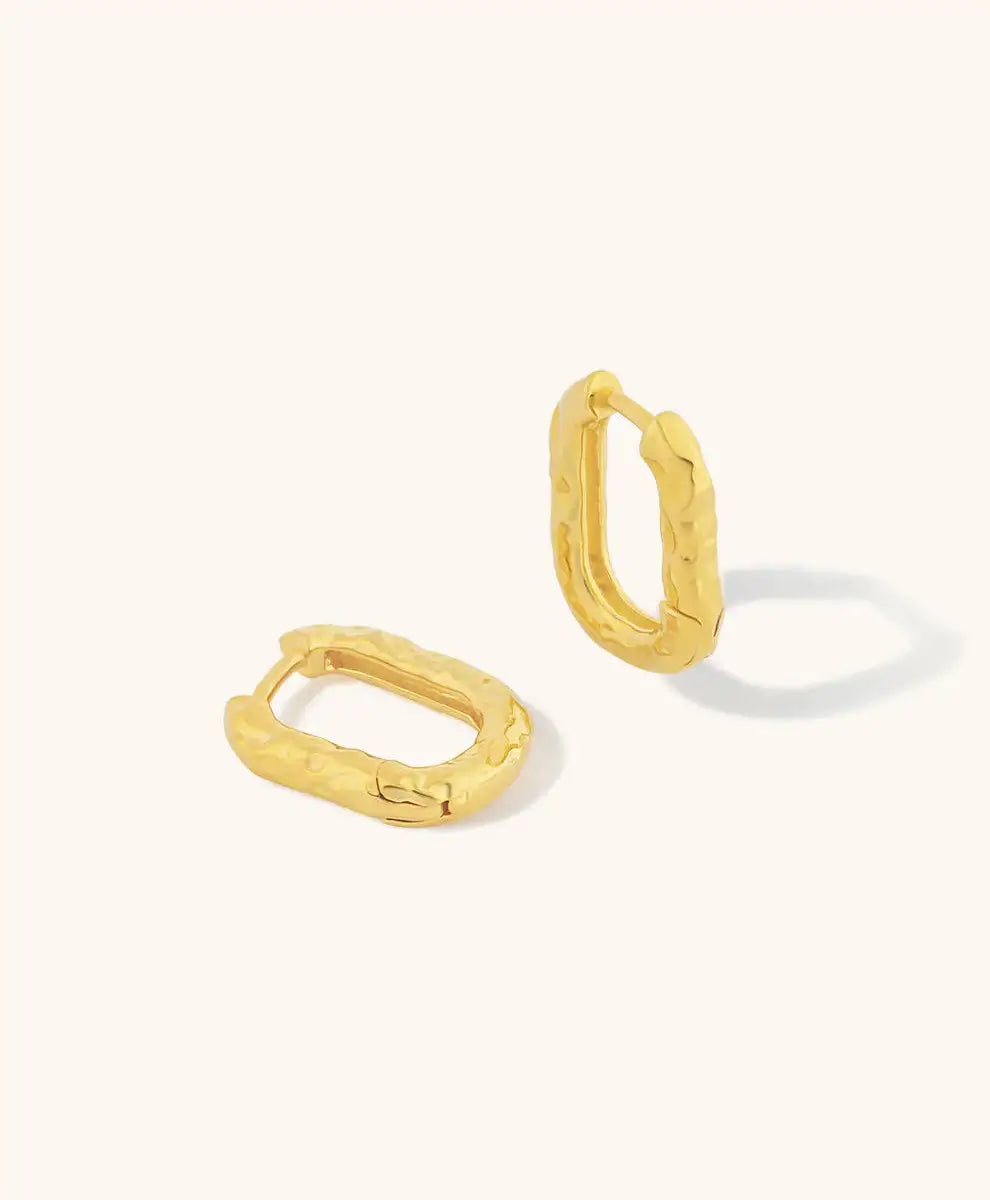 Bora Gold Textured Oval Hoops